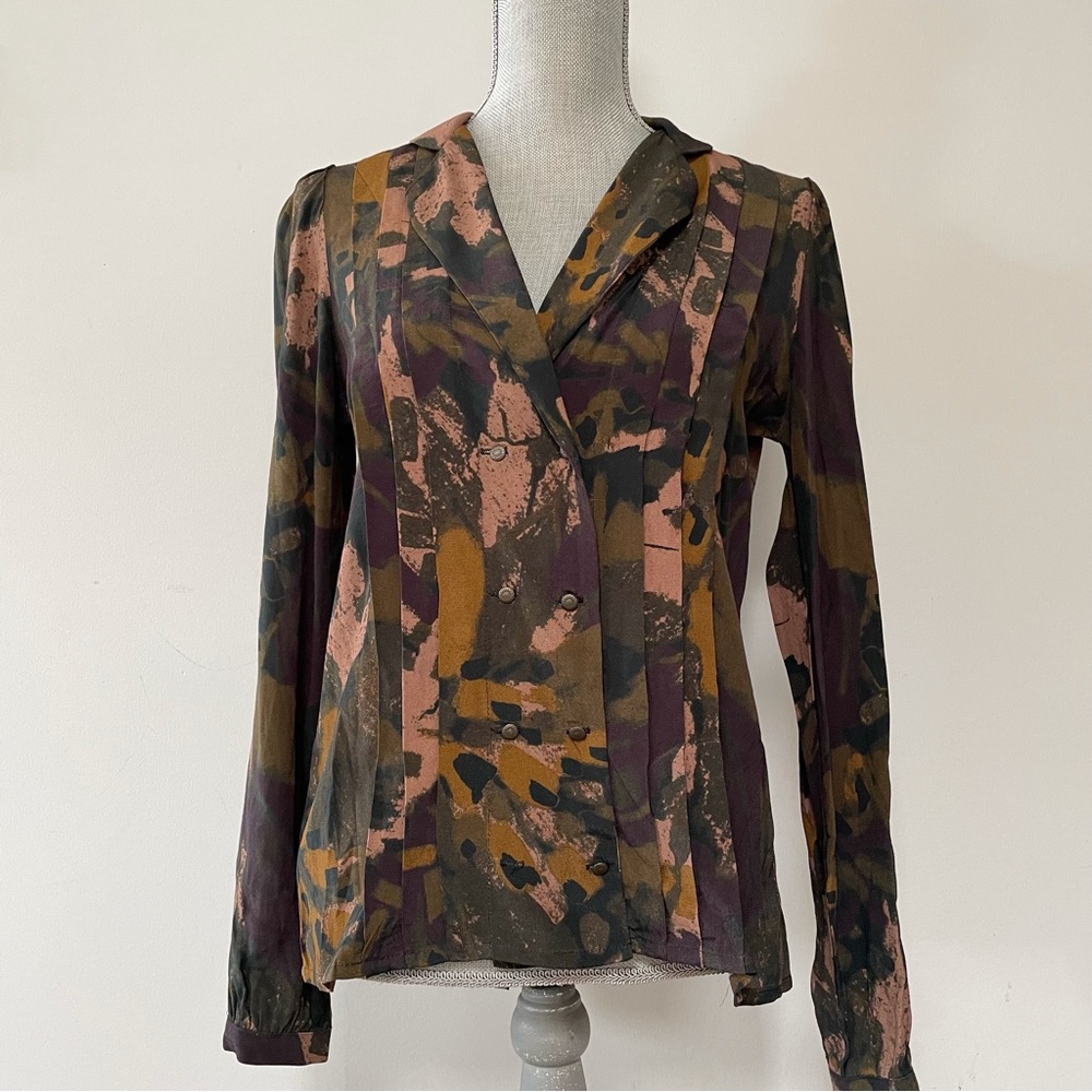Louizon French boutique double breasted floral blouse vintage inspired